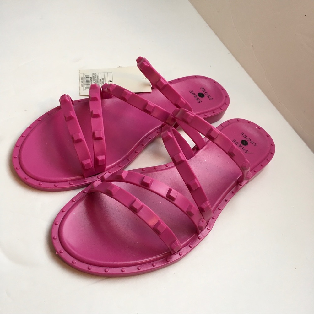 NWT Shade & Shore Viv Jelly Stud Sandals fushia pink